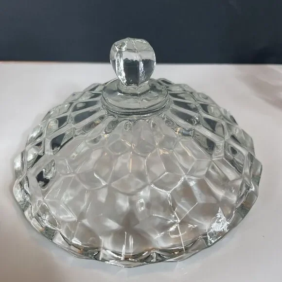 FOSTORIA AMERICAN CANDY DISH GLASS Crystal Lid Vintage Home Decor Gift - Picture 9 of 12